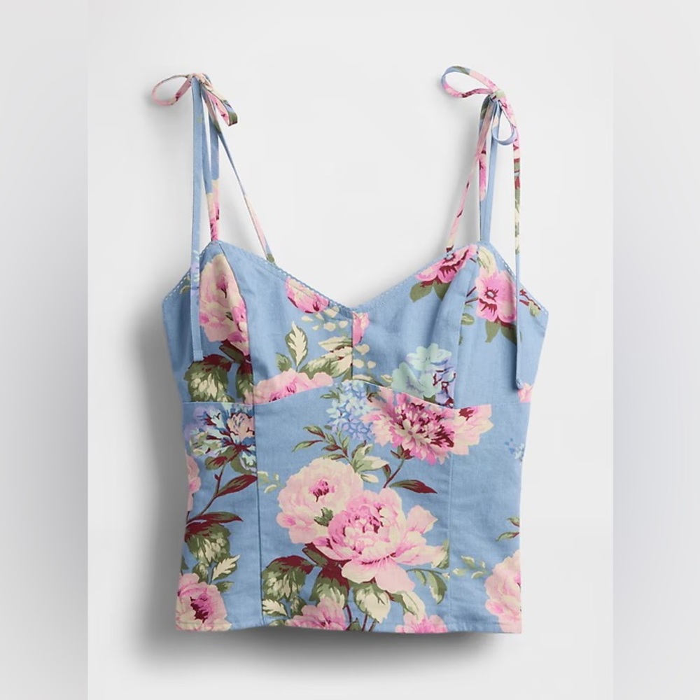 NWT Gap Linen-Blend Tie-Strap Cami